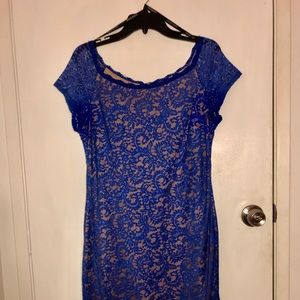 Blue lace midi dress